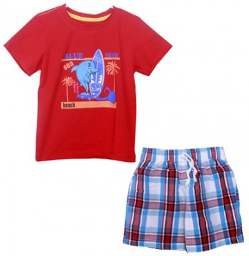 Bỏ buôn bộ cộc bé trai cá heo quần kẻ vàng Rio0608 (2 – 7 tuổi)