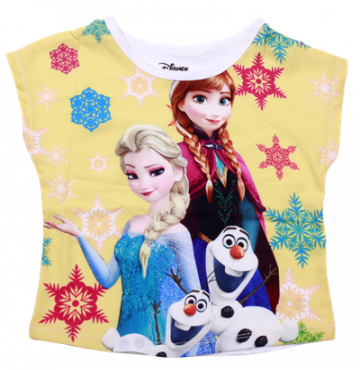 Bỏ sỉ áo bé gái in 3D Frozen màu vàng