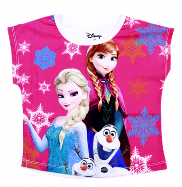 Bán buôn áo bé gái in 3D Frozen màu hồng