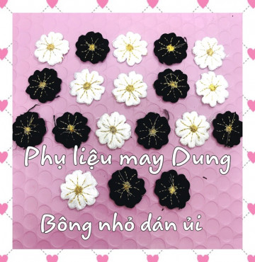 Thanh lý Bông nhỏ trắng đen dán ủi quần áo, phụ kiện