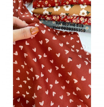 vải text nhung tồn kho hoa co dãn mềm mịn hình trái tim