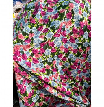 Thanh lý vải lụa tằm mềm mát ko nhăn hoa tuy lip tím