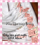 Dây kéo tồn kho giọt nước(lệ) dài 40cm tông trắng