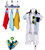 Bán buôn set sơ mi quần sooc kèm áo ba lỗ cho bé