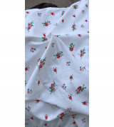 Thanh lý vải thô đũi hoa đỏ nền trắng thấm hút mồ hôi