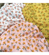vải đũi lạnh tồn kho mềm mát may váy,bộ hoa cam lá xanh