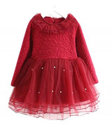 Bán buôn váy đỏ đô chấm hạt trắng