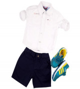 Bán buôn set sơ mi trắng quần sooc cho bé trai