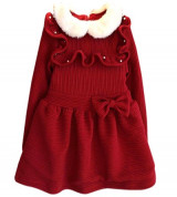 Bỏ sỉ váy đỏ cổ trắng nơ eo