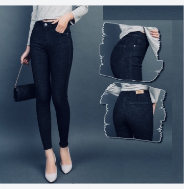 bỏ buôn quần jean nữ xanh đen chỉ chìm cao cấp