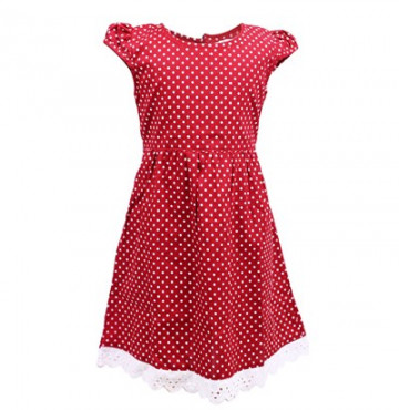 Bỏ buôn váy chấm bi đỏ viền ren QAH-1245
