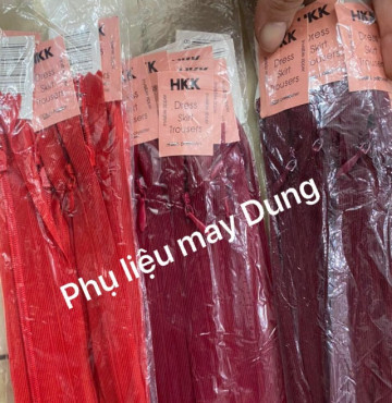 Dây kéo tồn kho giọt nước tông đỏ dài 25cm/ 40cm/ 50cm/ 60cm