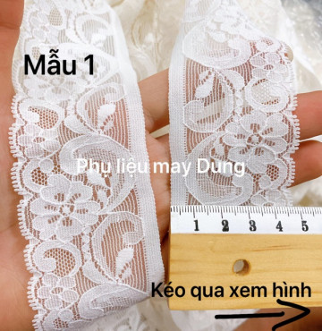 Thanh lý Ren thun trắng bảng 4F5 ( 4cm5)