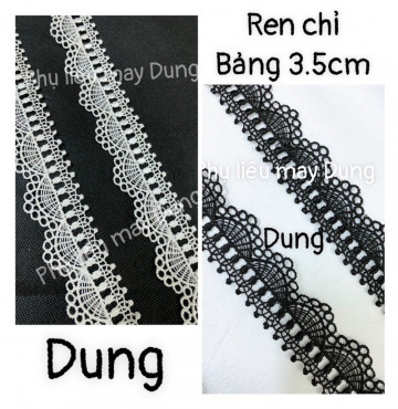 Thanh lý ren chỉ bầu đen trắng bảng 3.5cm