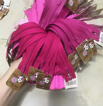 Bảng màu 4 Dây kéo HKK tồn kho 18cm may quần tây, bóp ví tông hồng