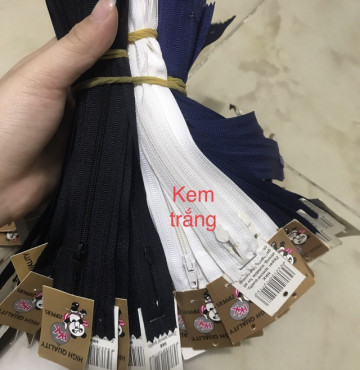 Thanh lý Dây kéo HKK 18cm may quần tây, bóp ví tông trắng đen