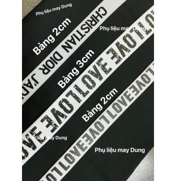 Thanh lý thun lưng chữ trắng đen may lưng quần váy kiểu