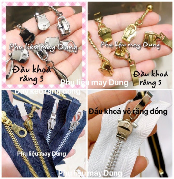 Thanh lý Đầu khoá dây kéo răng số 5 ( vô dây kéo răng đồng)