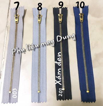 Dây kéo tồn kho răng đồng dài 16cm