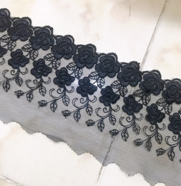 Ren chỉ lưới thêu đen tồn kho bảng 11F (11cm)