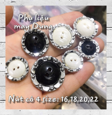 Nút kiểu tồn kho hình hoa trắng đen