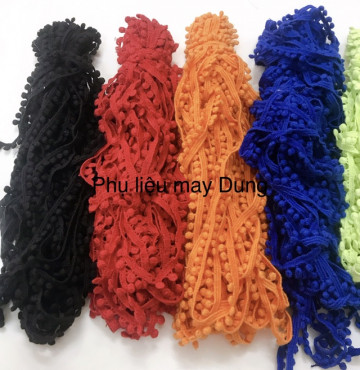 Thanh lý Màu 2 Ren viền cotton bảng 1F: ren dây bi