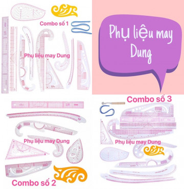 Thước vẽ may đường cong trọn bộ combo