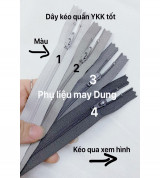 dây kéo YKK tồn kho tông xám dài 17cm