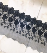 Ren chỉ lưới thêu đen tồn kho bảng 11F (11cm)