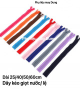 dây kéo giọt nước tồn kho 10 màu dài 25/40/50/60cm