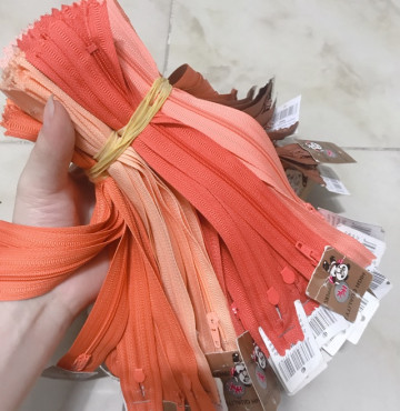 Thanh lý Dây kéo HKK 18cm làm quần tây, túi, bóp ví tông cam