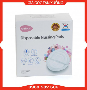 Tấm Lót Thấm Sữa Unimom - Miếng Lót Thấm Sữa Tiện Dụng Dùng 1 Lần (Hộp 30 miếng)