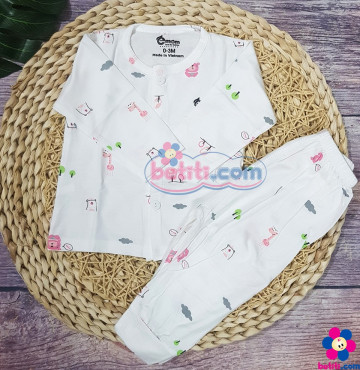 Bộ Đồ Quần Áo Dài Tay Cho Bé Chất Sợi Tre Emom Mềm Mịn