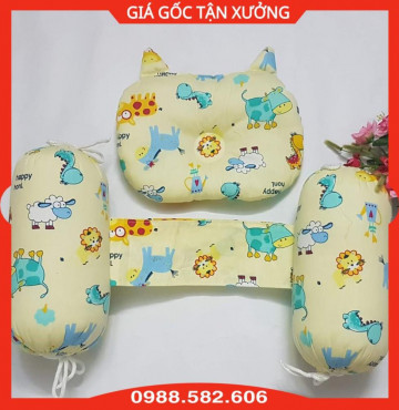 Bộ Gối + Chặn Ruột Bông Sơ Sinh Nhiều Họa Tiết (Cả Gối + Chặn Bông)