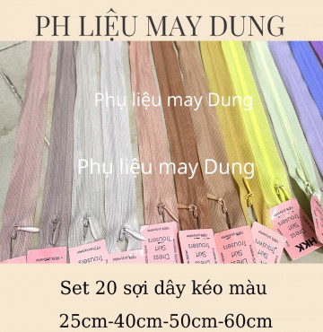 Thanh lý dây kéo giọt nước lố 20 sợi các màu pastel sáng