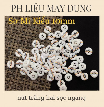 Nút trắng hai sọc tồn kho ngang 10mm