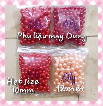 Thanh lý Hạt ngọc trai nhựa 10,12mm đính quần áo: bịch 100gr