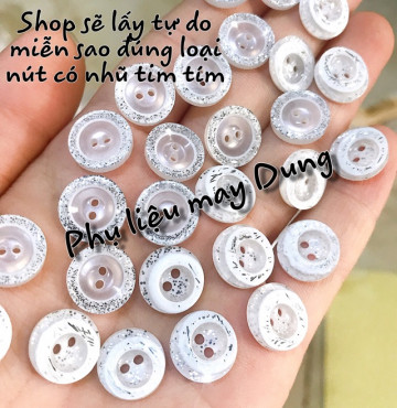 Nút sơmi tồn kho trắng viền nhũ lấp lánh