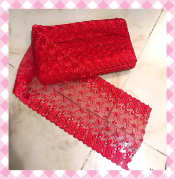 Thanh lý Ren chỉ 2 đầu bảng 16cm đỏ