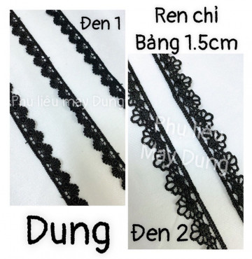 Thanh lý ren chỉ đen bảng 1.5cm