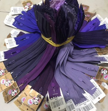 Thanh lý Dây kéo HKK 18cm may quần, bóp ví tông tím