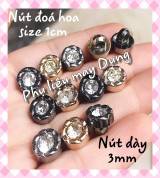 Thanh lý Nút xám vàng đoá hoa dày 3mm size 1cm