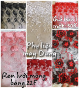 Thanh lý Ren lưới mỏng thêu bảng 22F (22cm)