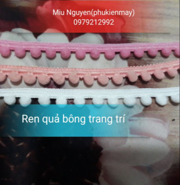 Ren quả bông trang trí váy áo