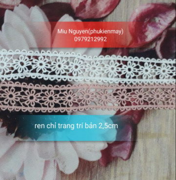 Ren chỉ hoa trang trí váy áo(giá 1m)
