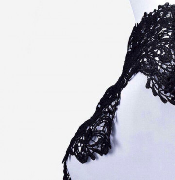 Đáp cổ áo ren đen trắng