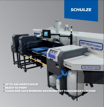 PRETREATmaker LINE: Máy tiền xử lý vải áo in DTG số lượng lớn